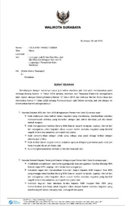 Walikota Surabaya Terbitkan SE Larangan Judi Online, Bakal Tindak Tegas Pegawai yang Terlibat