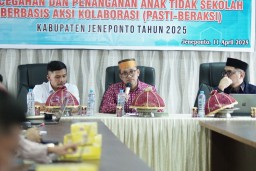 Rapat koordinasi PPATS Jeneponto: pemerintah daerah perkuat komitmen tuntaskan masalah anak tidak sekolah