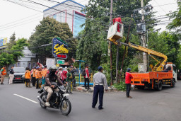 Puluhan Personel Pemkot Surabaya Tertibkan Kabel Fiber Optik Tak Berizin