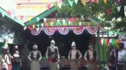 Unik, Berpakaian Wayang Koramil Sukolilo Gelar lomba Balap Karung