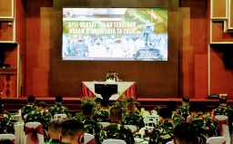 DANREM 084/BHASKARA JAYA IKUTI KEGIATAN APEL DANSAT TNI AD