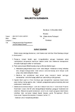 Pemkot Surabaya Terbitkan SE Pengamanan Natal