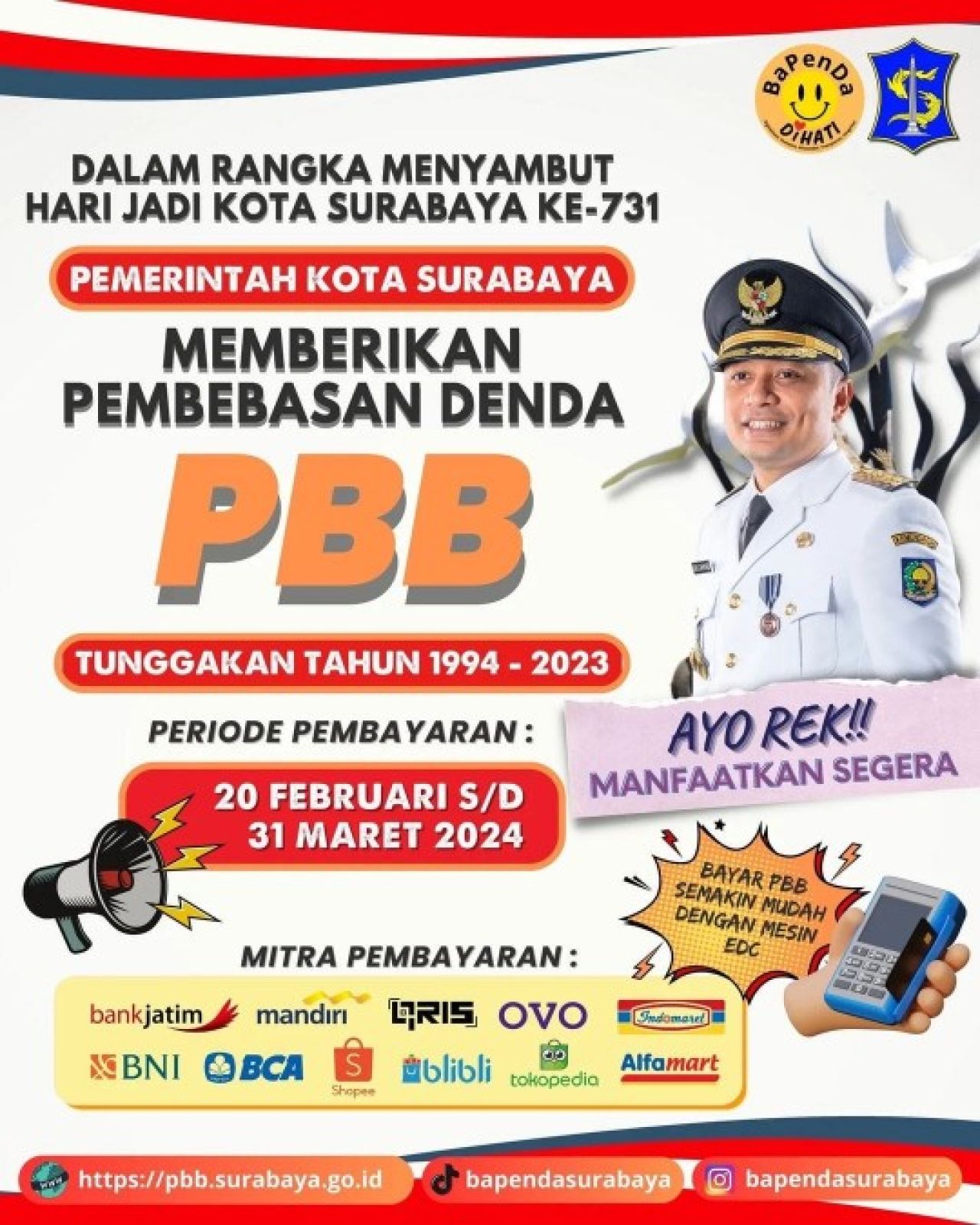 Pemkot Surabaya Ajak Masyarakat Manfaatkan Program Pembebasan Denda PBB hingga 31 Maret 2024