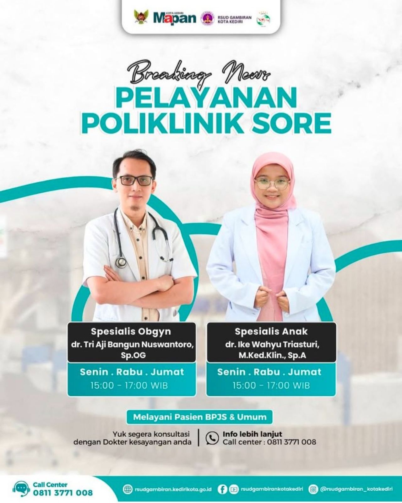 Layanan klinik sore RSUD Gambiran Kota Kediri. (Tim)