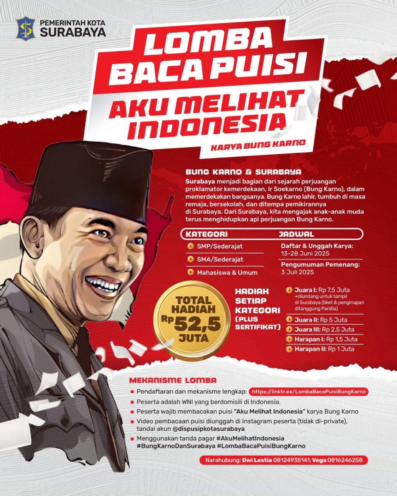 Lomba baca puisi Bung Karno. (Kominfo Surabaya)