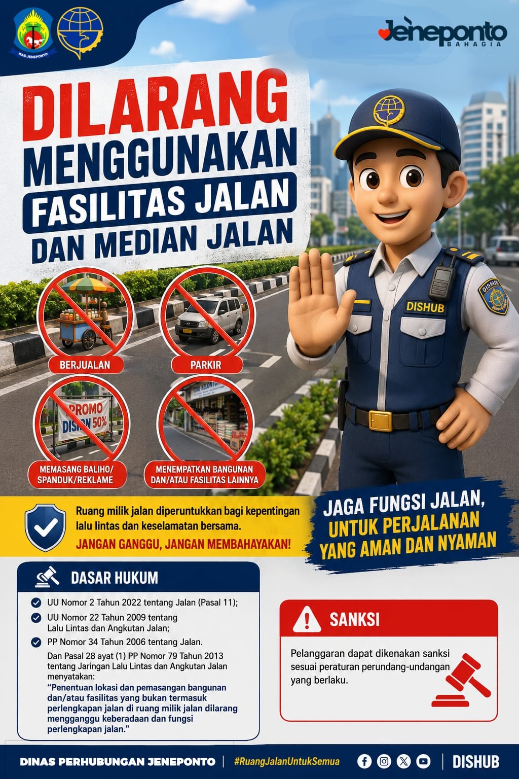 Dishub Jeneponto Imbau Masyarakat Tidak Memanfaatkan Bahu Jalwn demi Keselamatan Berlalu Lintas