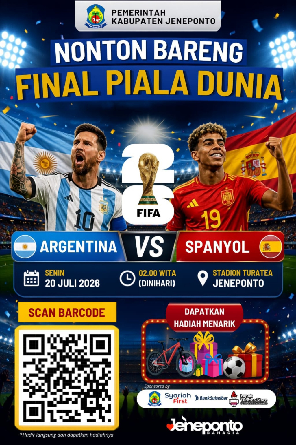 Pemkab Jeneponto Ajak Warga Nobar Final Piala Dunia 2026 di Stadion Turatea