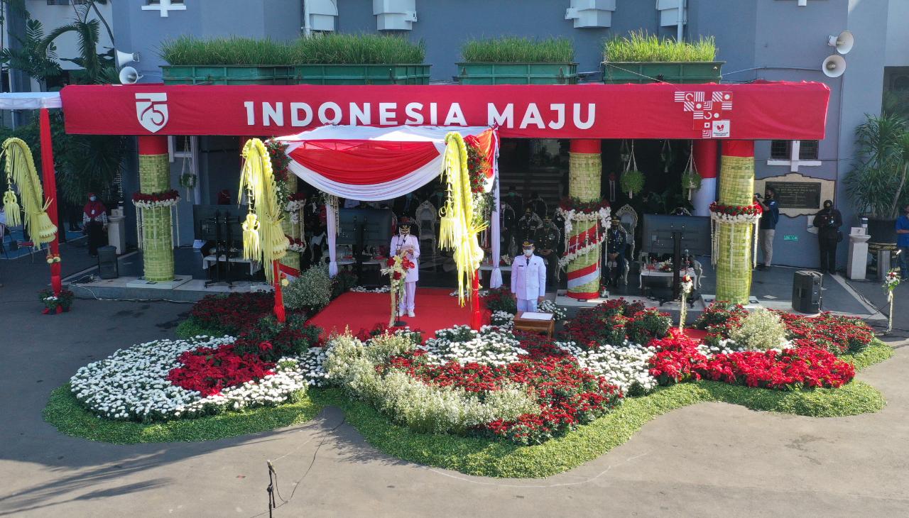 Upacara HUT ke-75 RI di Balai Kota Surabaya Terapkan Protokol Ketat