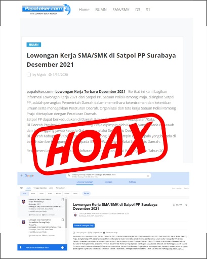 Beredar Informasi Lowongan Kerja Satpol PP Surabaya, Pemkot Pastikan Hoax